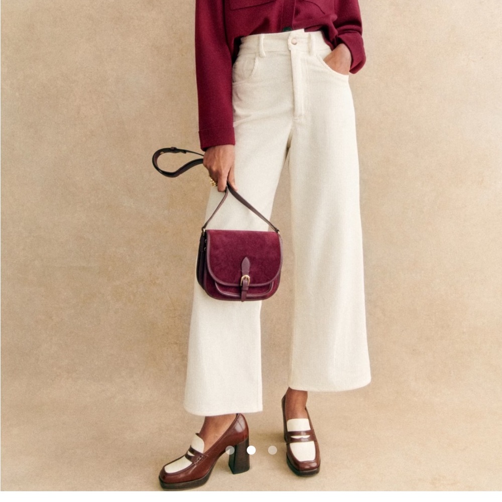 Sezane Cream Wide Leg Jeans